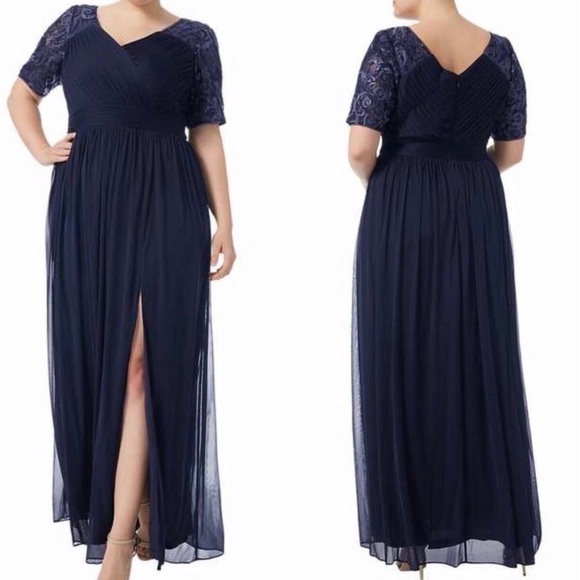 NWT ADRIANNA PAPELL Midnight Tulle & Sequin Gown - Picture 3 of 11